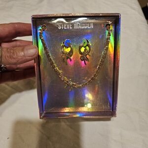 Steve Madden Gold Necklace and Earring Set